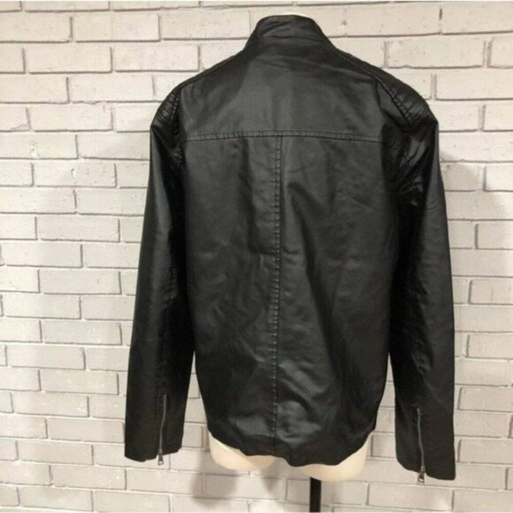 Barneys Originals Black Faux Leather Biker / Moto Jacket - Size XL - Picture 2 of 9
